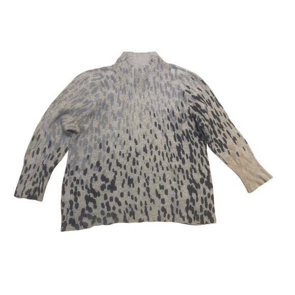 funnel neck Nic+Zoe XXL Ombre pixel print knit sweater black gray taupe - Picture 3 of 10